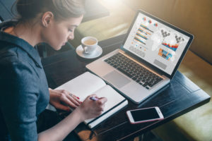 a woman using her laptop for mediation